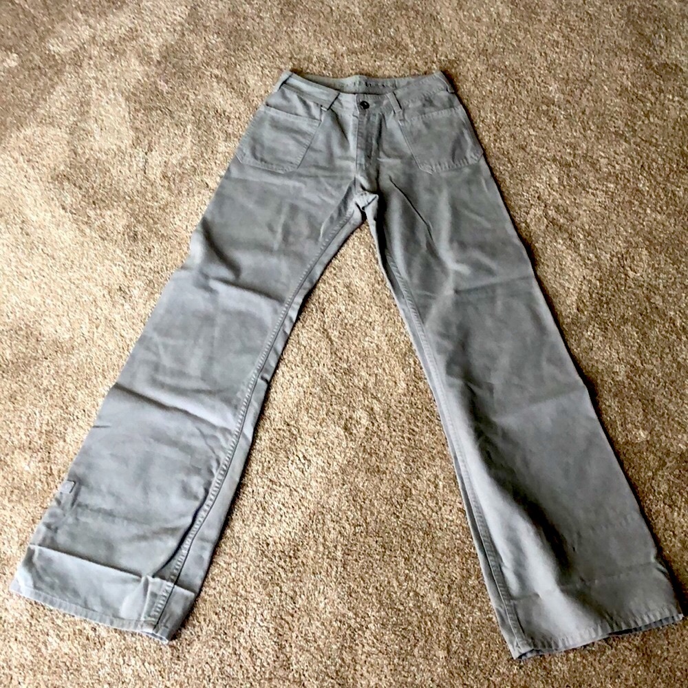 Vintage La Brigada Internacional Greige Khaki Flare Pants, Size 0/Euro 38